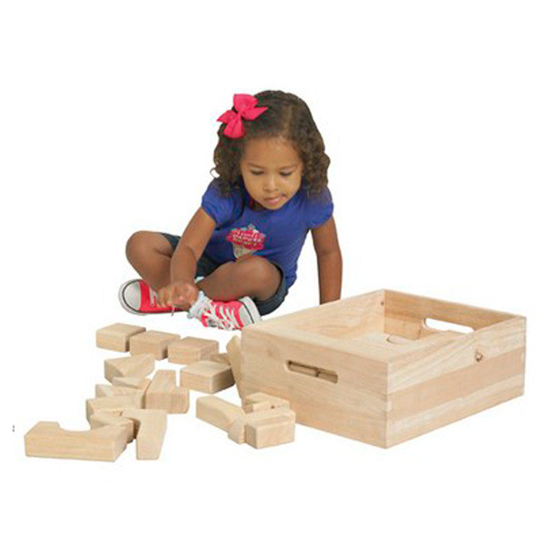 Kid's Wooden Block Set with Carrying Case