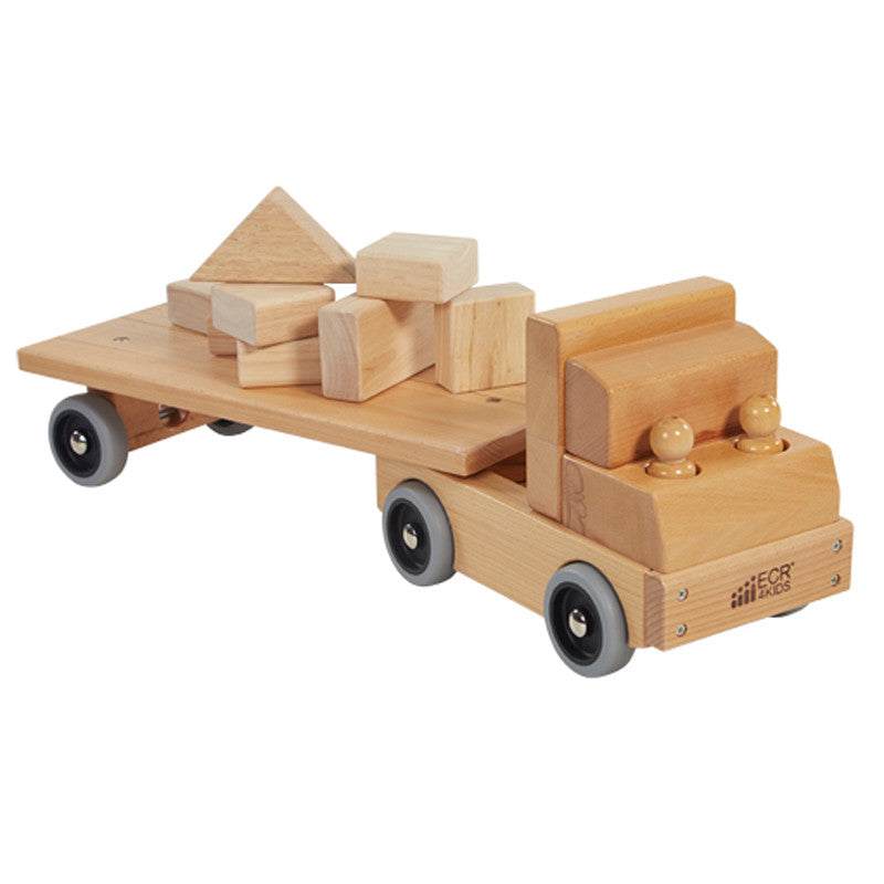Preschool Toys - Wooden Flat Bed Truck