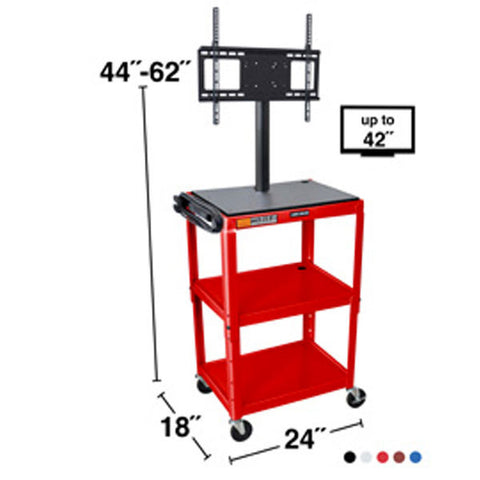 Adjustable Height Steel A/V Cart - LCD Mount