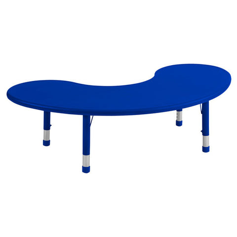 Blue Resin Adjustable Height Kidney Shaped Activity Table
